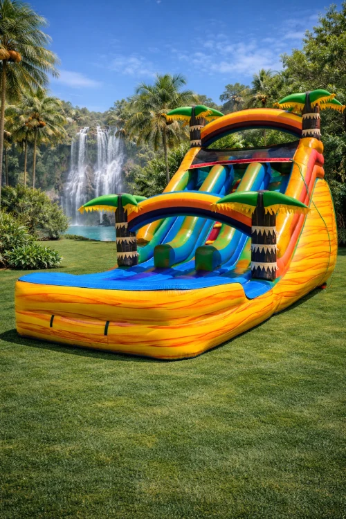 17ft Dual Lane Yellow Marble Waterslide 13x28