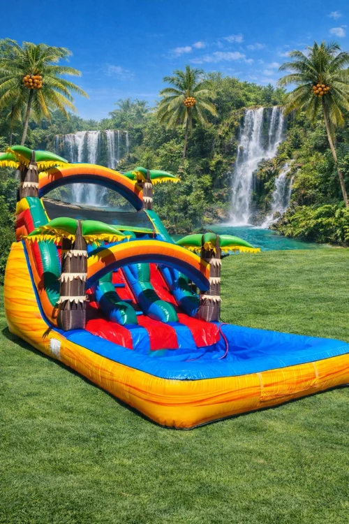 15 ft Dual Lane Yellow Marble Waterslide 13x22