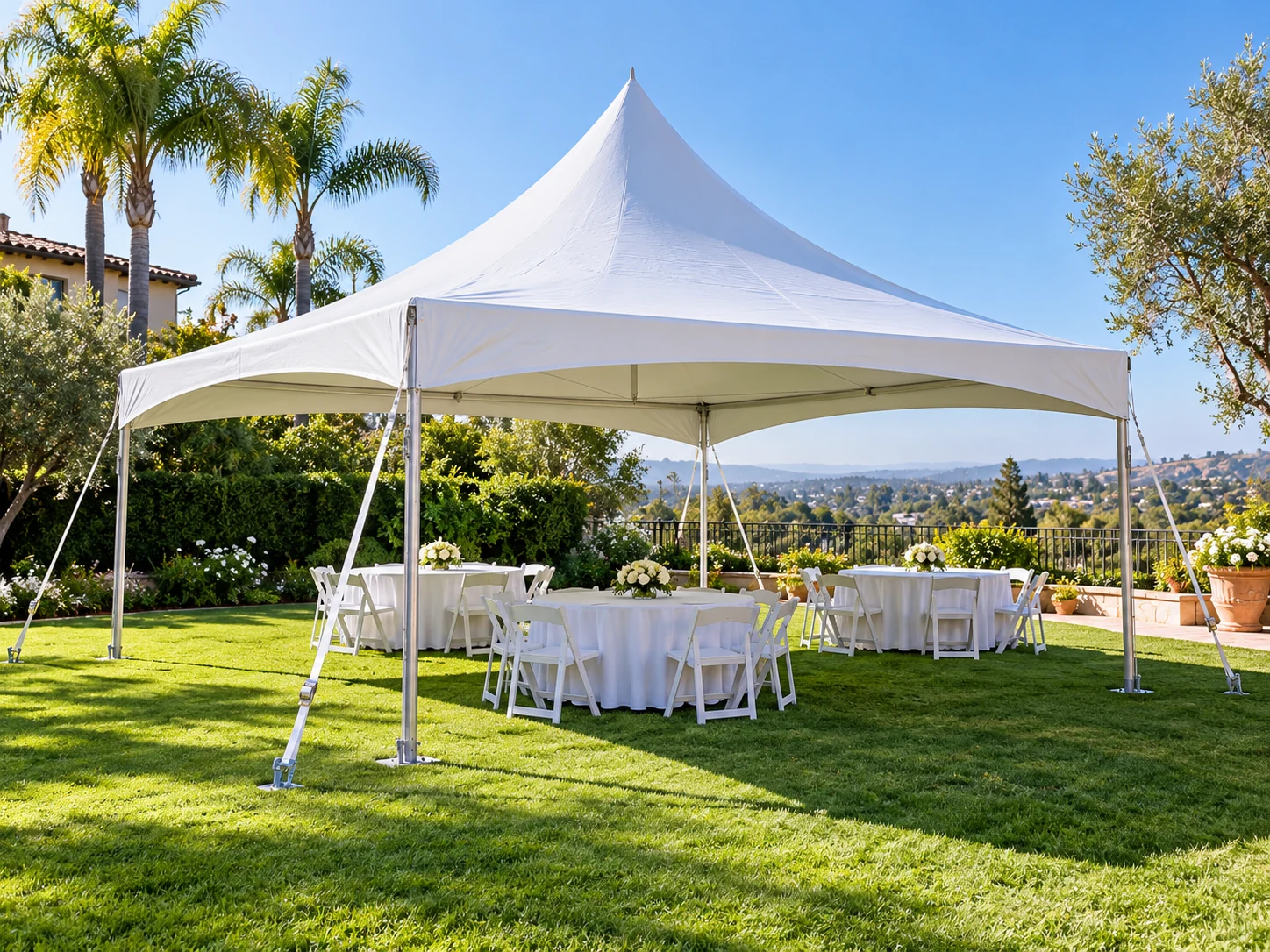 Illustrative backyard party tent